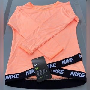 NWT Girls Nike Orange Pulse L/S Athletic Dri Fit Top Size 4T